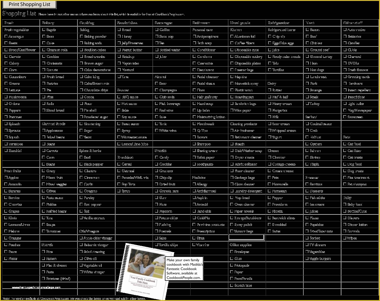 Free Grocery List Template Excel Of Free Grocery Shopping List Printable Template