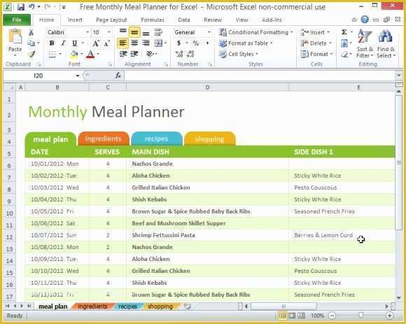 Free Grocery List Template Excel Of Free Monthly Meal Planner for Excel