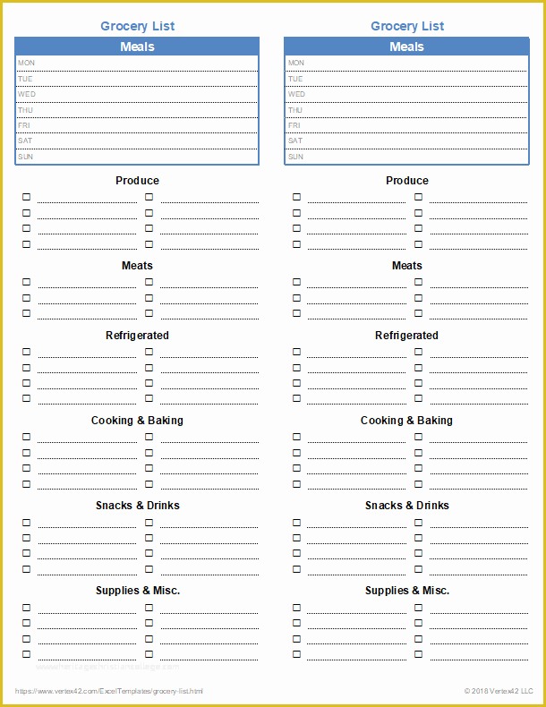 Free Grocery List Template Excel Of Free Printable Grocery List and Shopping List Template