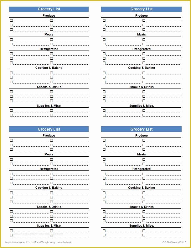 Free Grocery List Template Excel Of Free Printable Grocery List and Shopping List Template