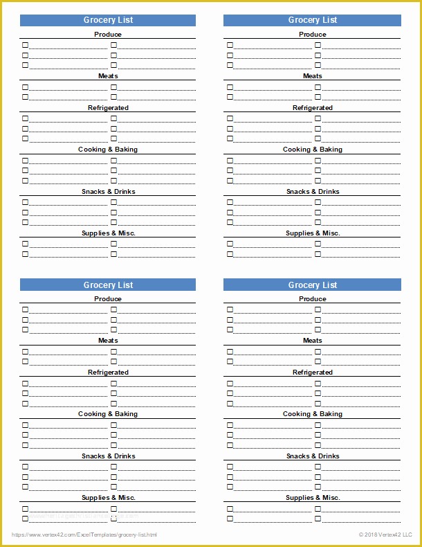 Free Grocery List Template Excel Of Free Printable Grocery List and Shopping List Template