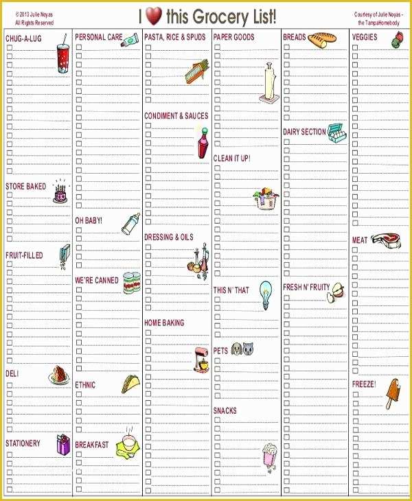 Free Grocery List Template Excel Of Free Printable Grocery List and Shopping Template