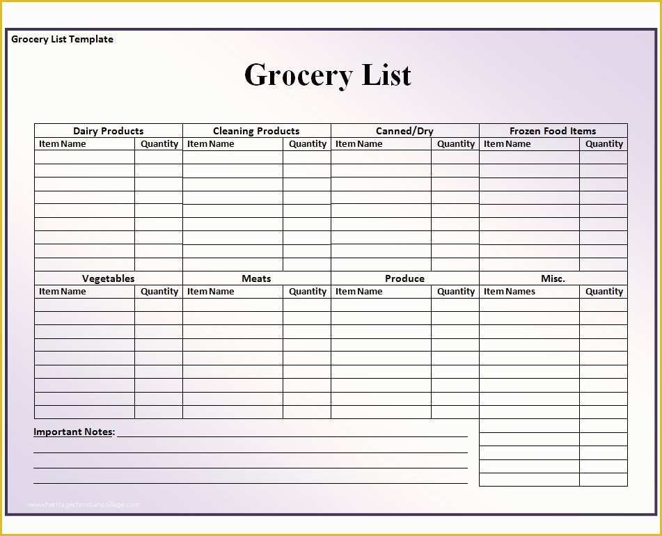 Free Grocery List Template Excel Of Free Printable Invoice Template