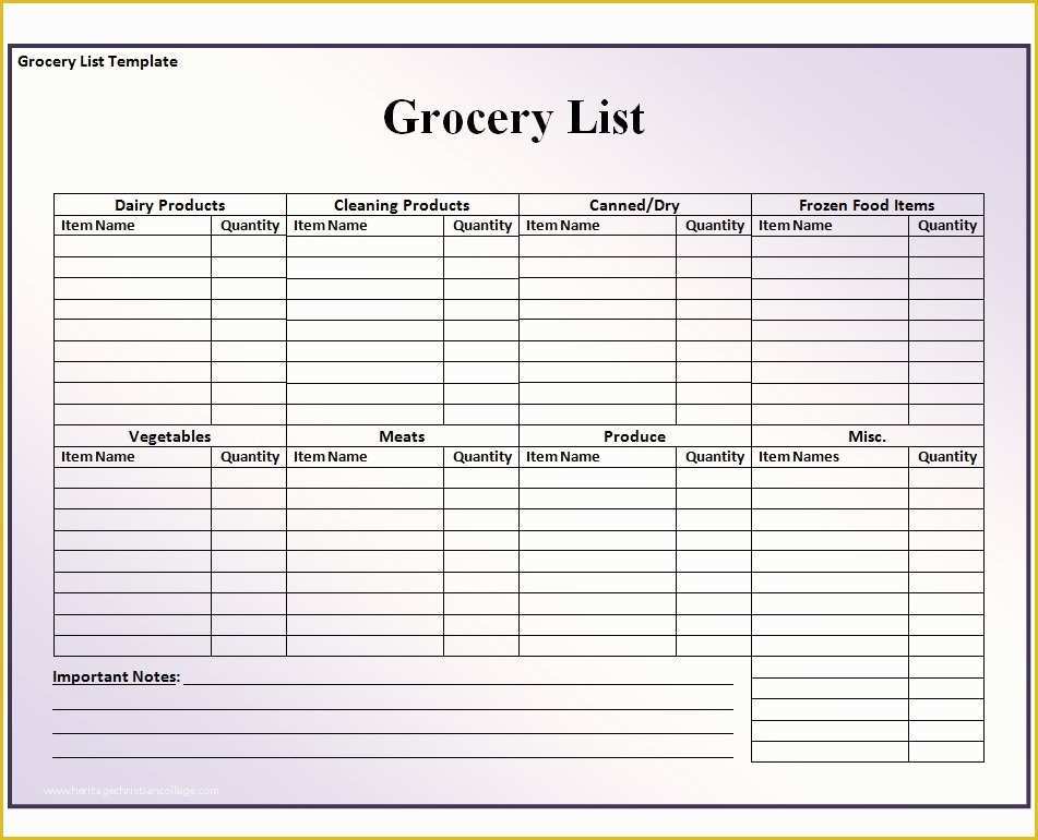 Free Grocery List Template Excel Of Free Printable Invoice Template