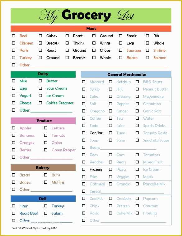 Free Grocery List Template Excel Of Grocery Checklist Template – 11 Free Word Excel Pdf
