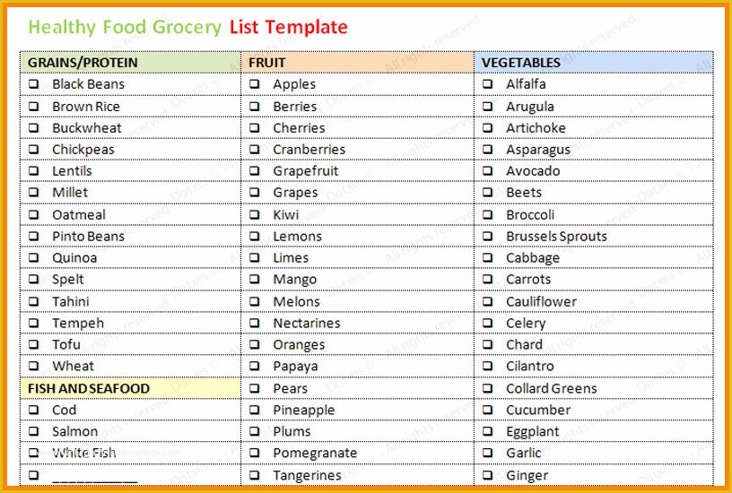 Free Grocery List Template Excel Of Grocery List Excel Templates Free Mythologenfo