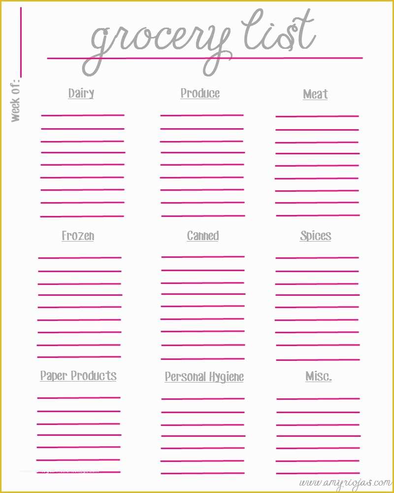 Free Grocery List Template Excel Of Grocery List Template