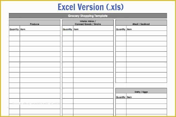 Free Grocery List Template Excel Of Grocery Shopping Template My Routine 100 Days Of