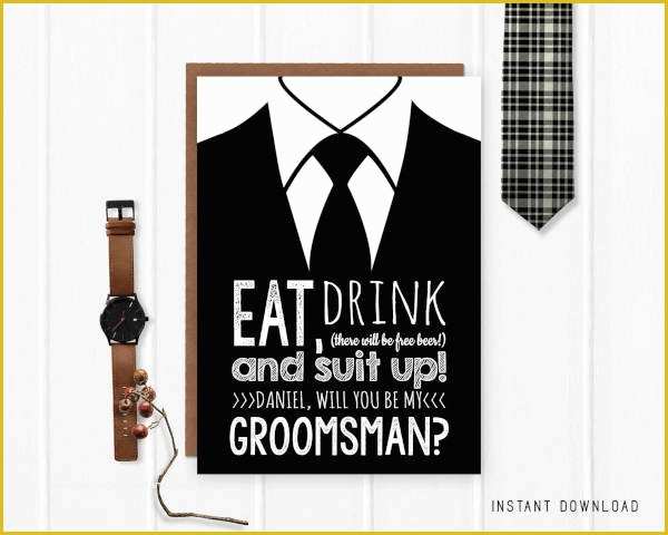 Free Groomsman Card Template Of 14 Groomsmen Invitation Card Templates Psd Ai