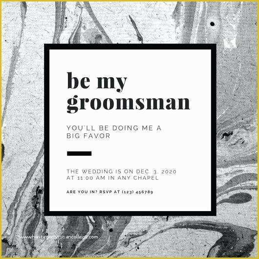 Free Groomsman Card Template Of Black and White Po Invitations Black White Elegant