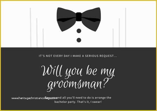Free Groomsman Card Template Of Black and White Tuxedo Wedding Groomsmen Card Templates