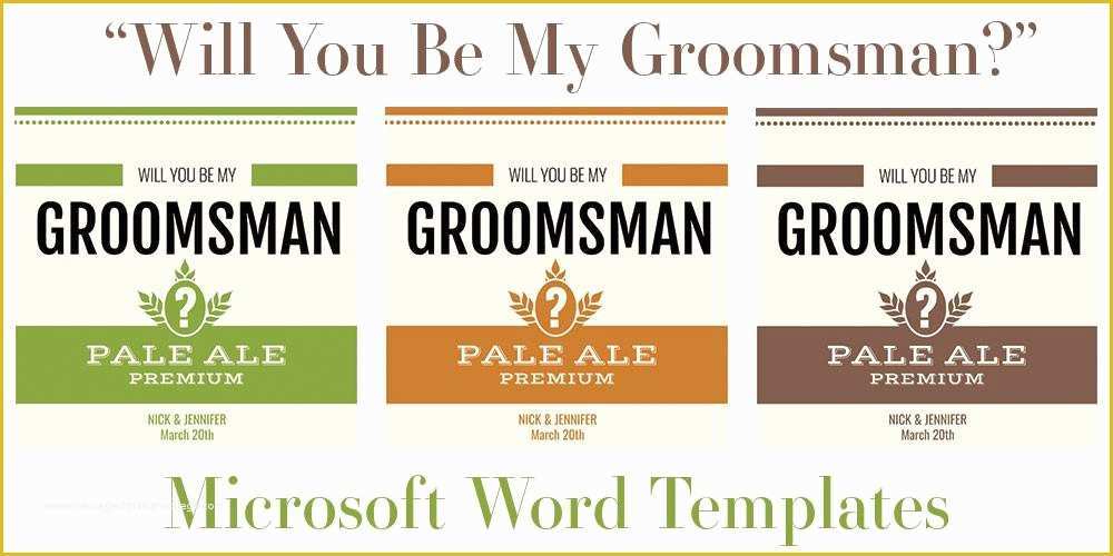 Free Groomsman Card Template Of Free Microsoft Word Templates for Beer Bottles "will You