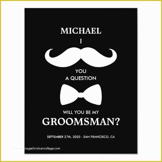 Free Groomsman Card Template Of I Mustache You A Question Groomsmen Cards