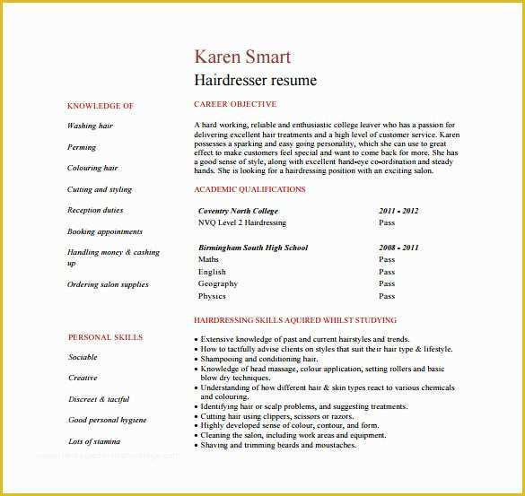 Free Hair Stylist Resume Templates Download Of 8 Hair Stylist Resume Templates Doc Excel Pdf