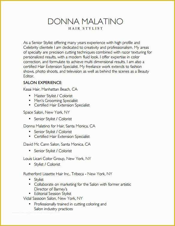 Free Hair Stylist Resume Templates Download Of 8 Hair Stylist Resume Templates Doc Pdf