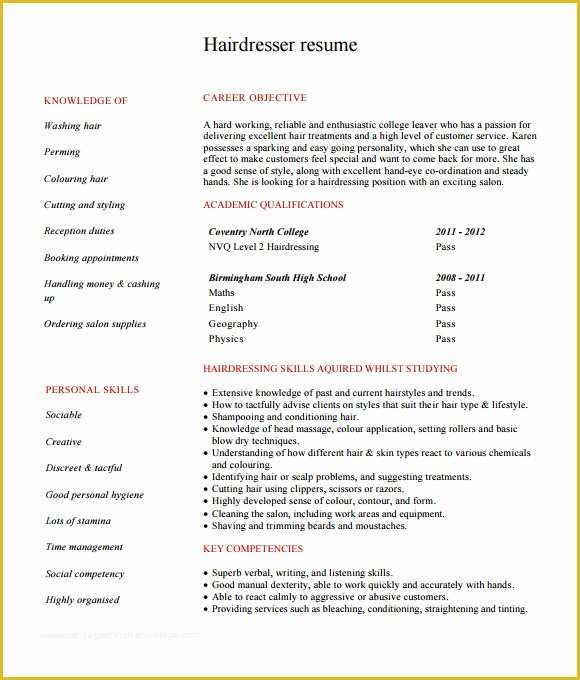 Free Hair Stylist Resume Templates Download Of 8 Hairdressing Cv Templates Download for Free