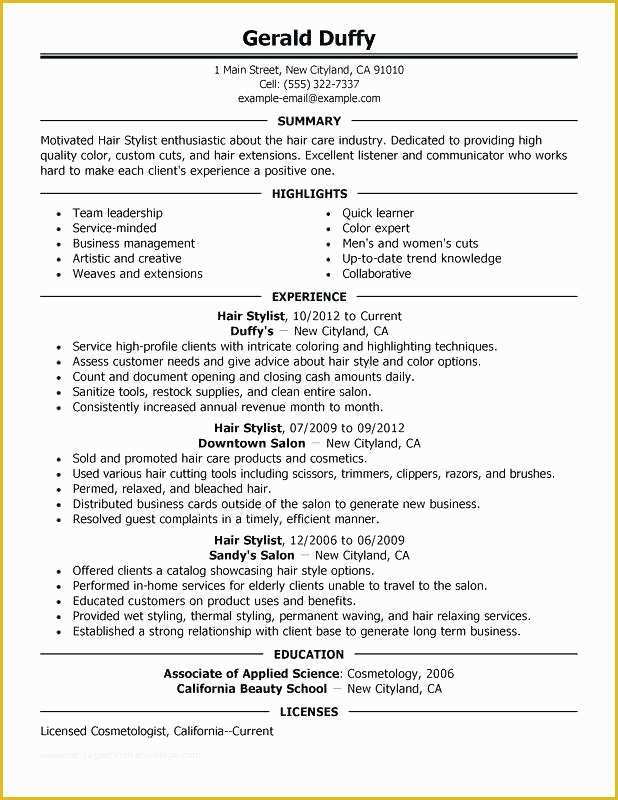 Free Hair Stylist Resume Templates Download Of Download Free Hair Stylist Resume Template Word – Kinali