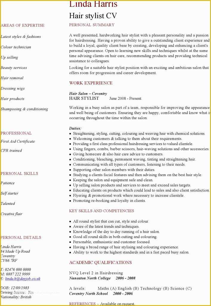 Free Hair Stylist Resume Templates Download Of Download Hairdressing Cv Template for Free Tidytemplates