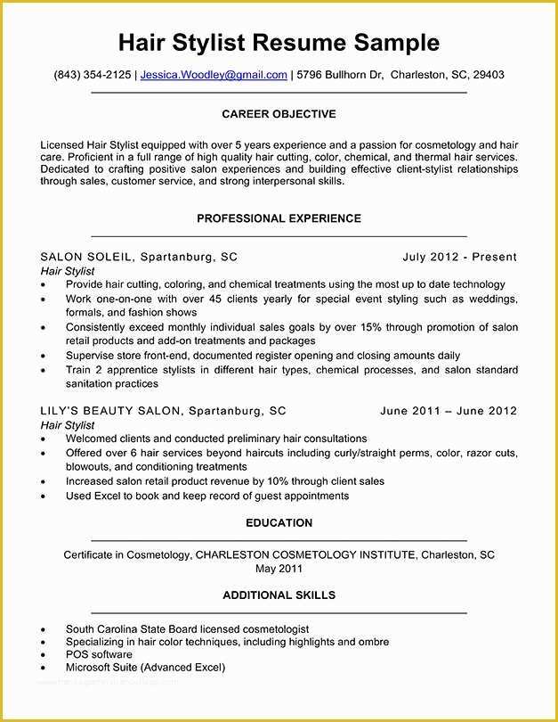 Free Hair Stylist Resume Templates Download Of Hair Stylist Resume Sample & Writing Tips