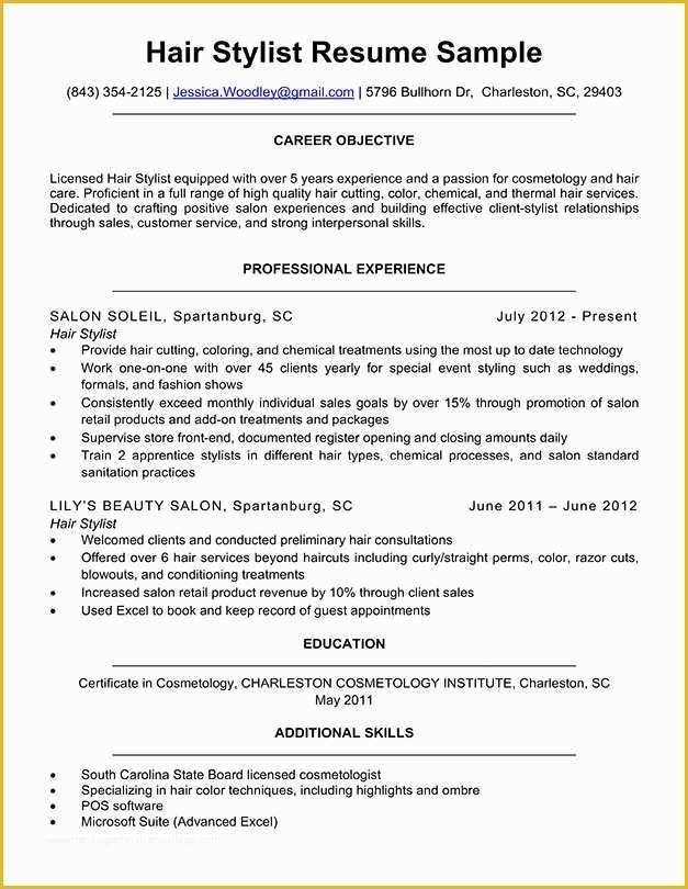 Free Hair Stylist Resume Templates Download Of Hair Stylist Resume Sample &amp; Writing Tips