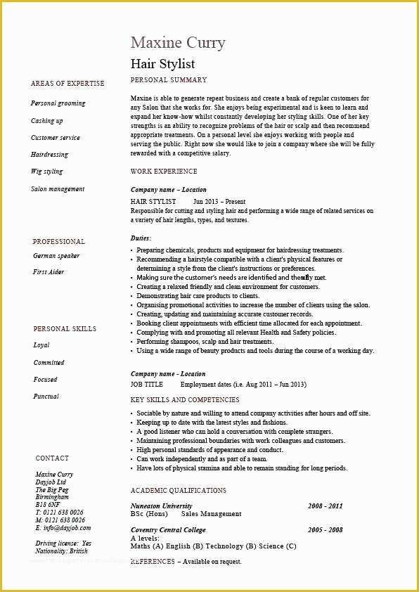 Free Hair Stylist Resume Templates Download Of Hairdresser Resume Hair Stylist Resume Hairdresser Resume