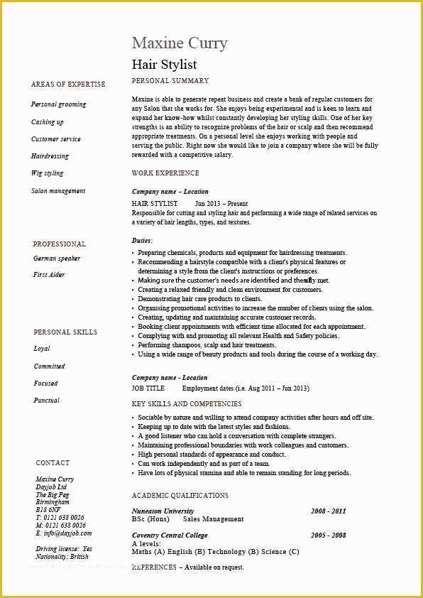 Free Hair Stylist Resume Templates Download Of Hairdresser Resume Hair Stylist Resume Hairdresser Resume