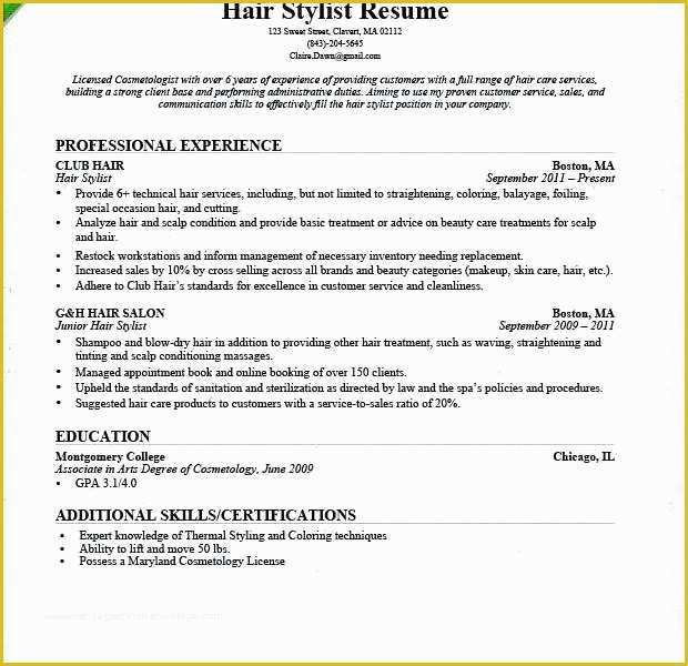 Free Hair Stylist Resume Templates Download Of Hairdresser Resume Sample – Putasgaefo