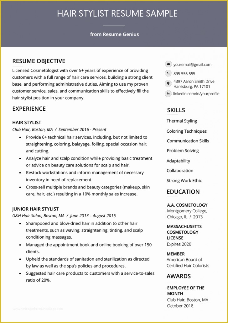 Free Hair Stylist Resume Templates Download Of Resume and Template Fabulous Creative Hair Stylist Resume