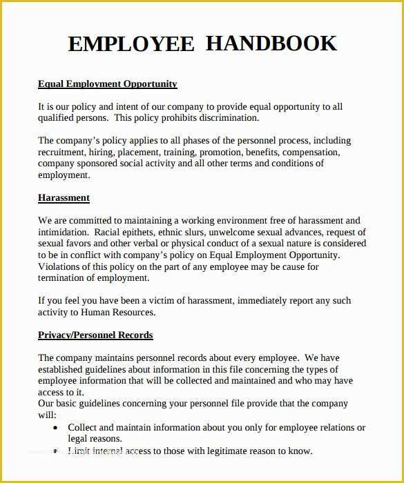 Free Handbook Template Word Of Employee Handbook Sample 7 Download Documents In Pdf Word