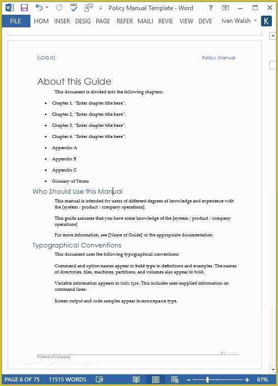 Free Handbook Template Word Of Free Handbook Template Word Amazing Download Policy