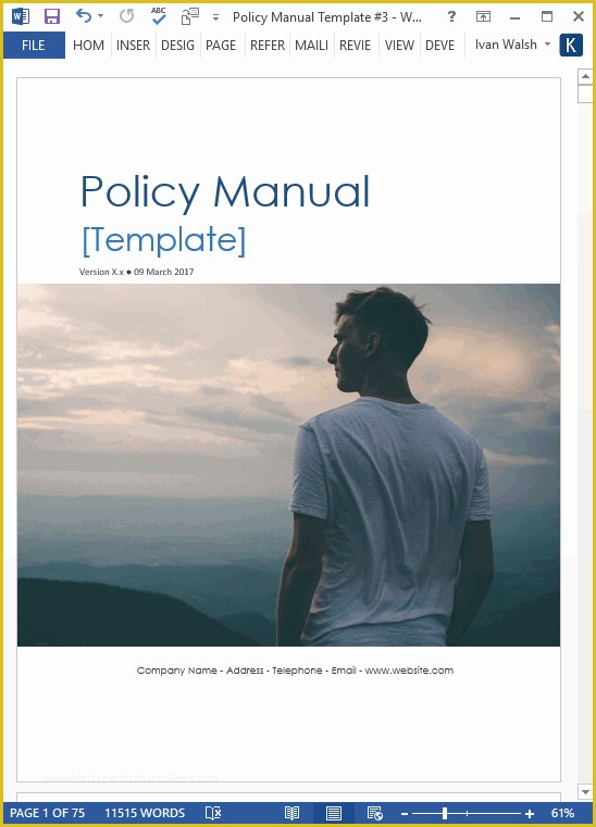 Free Handbook Template Word Of Policy Manual Template – Ms Word with Free Checklists