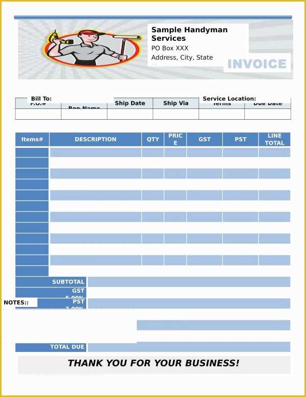 Free Handyman Invoice Template Of 12 Handyman Invoice Templates – Pdf Word Excel