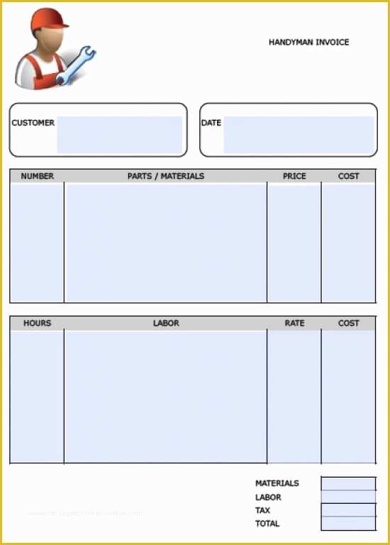 Free Handyman Invoice Template Of Free Handyman Invoice Template Excel Pdf