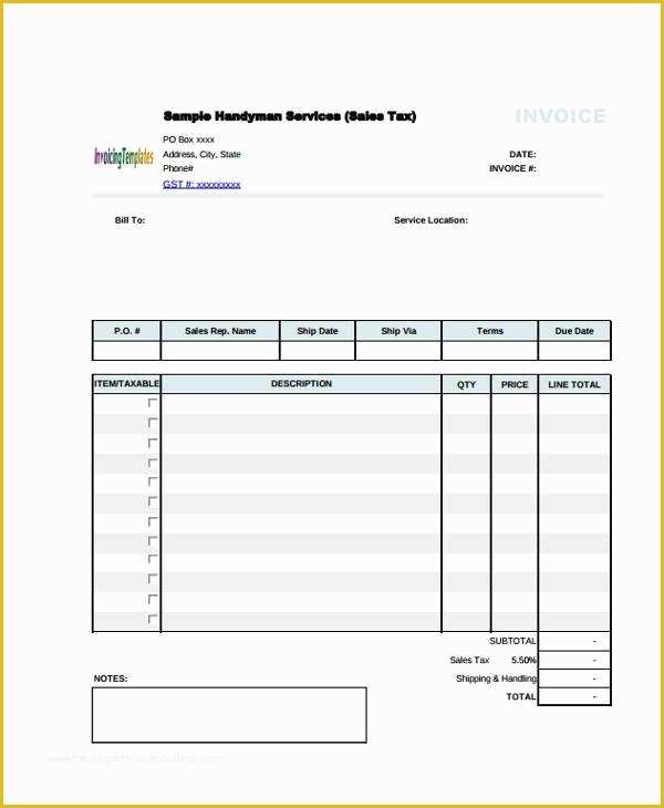 Free Handyman Invoice Template Of Handyman Invoice Free Download Printable Templates Lab