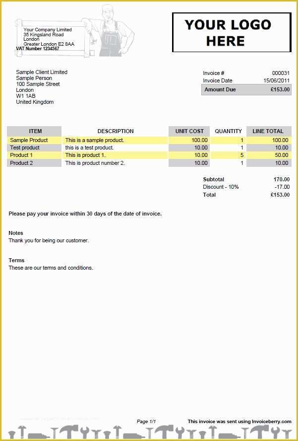 Free Handyman Invoice Template Of Handyman Invoice Template