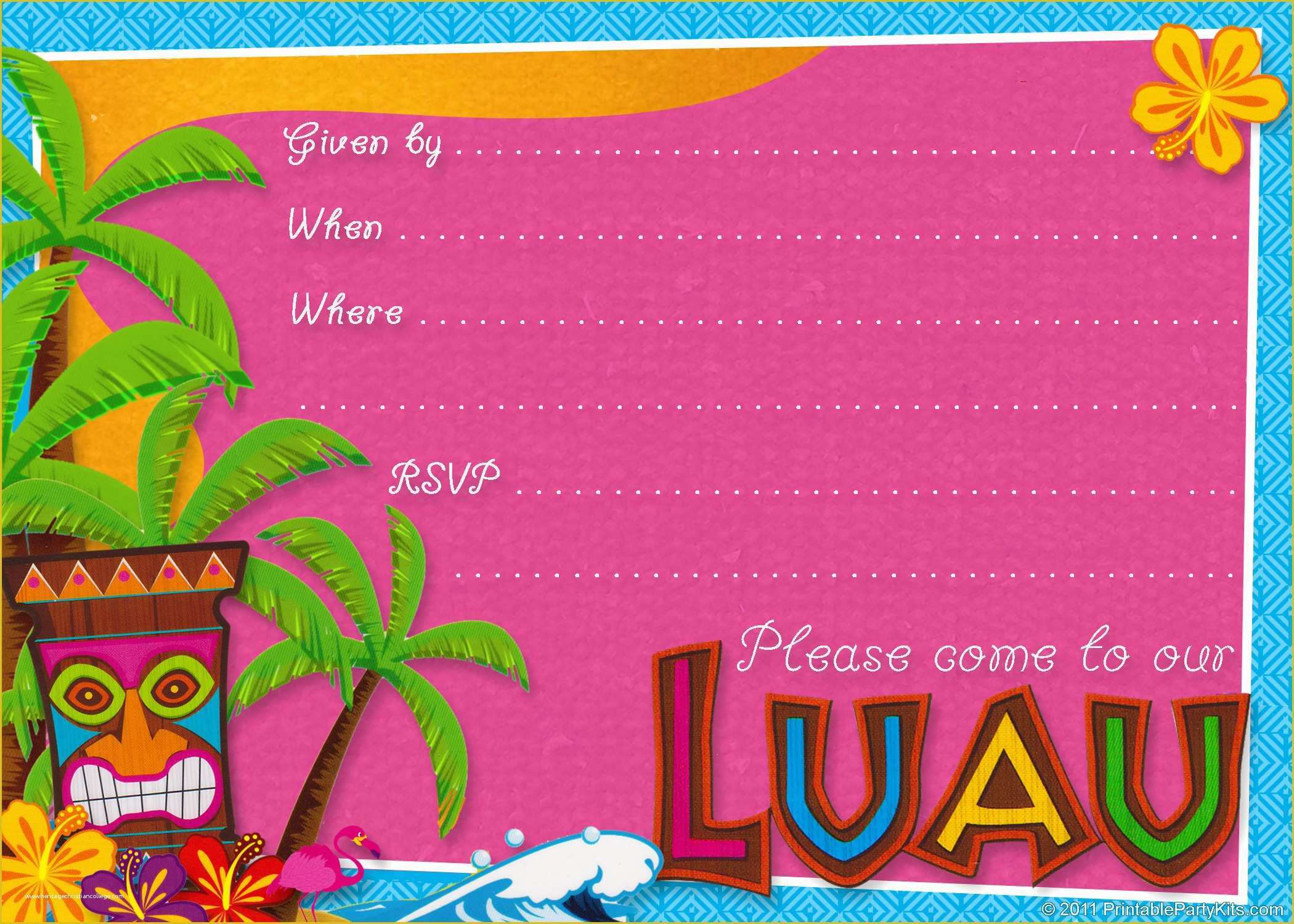 Free Hawaiian Luau Flyer Template Of 20 Luau Birthday Invitations Designs