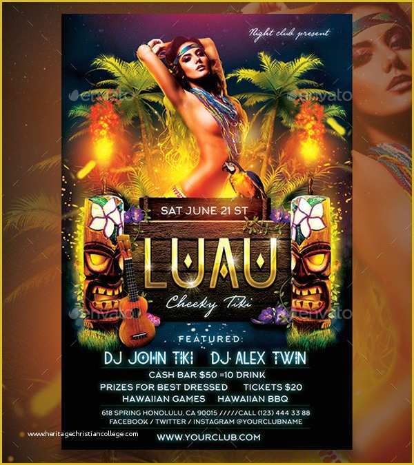 Free Hawaiian Luau Flyer Template Of 29 Printable Luau Party Flyer Templates Free Psd Ai