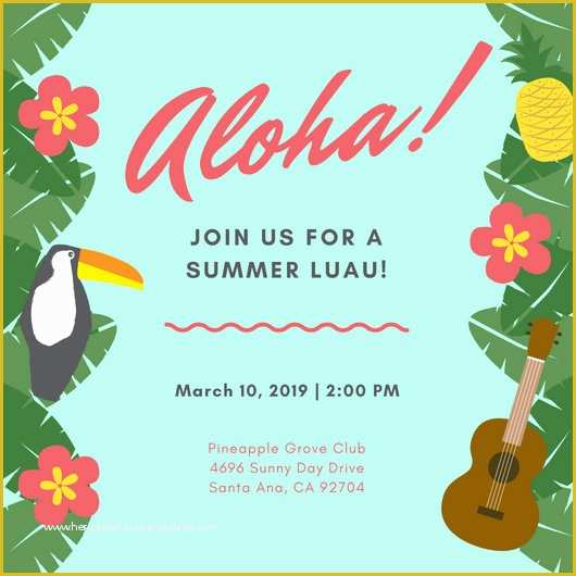 Free Hawaiian Luau Flyer Template Of Customize 102 Luau Invitation Templates Online Canva