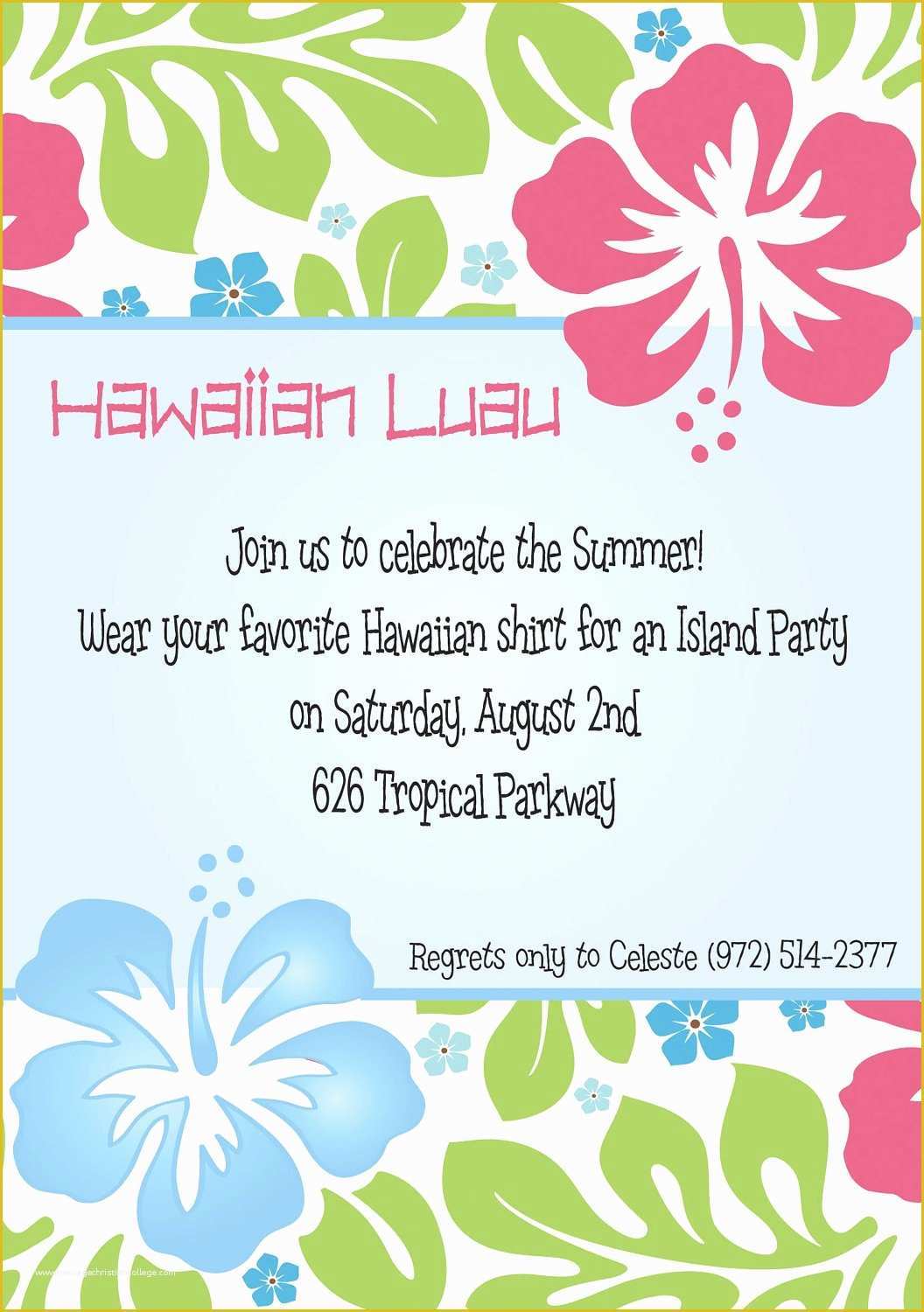 Free Hawaiian Luau Flyer Template Of Hawaiian Luau Party Invitation