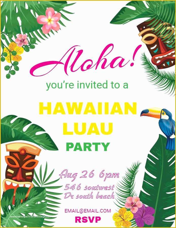 Free Hawaiian Luau Flyer Template Of Hawaiian Party Invitations Luau Flyer Template Design