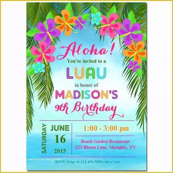 Free Hawaiian Luau Flyer Template Of Luau Invitation Printable or Printed with Free Shipping