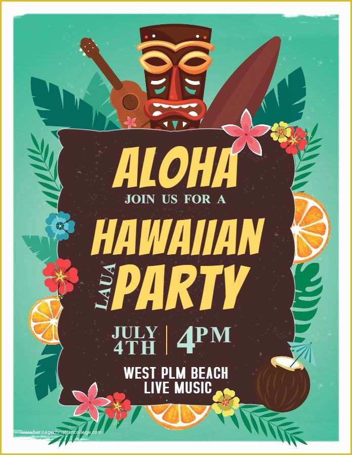 Free Hawaiian Luau Flyer Template Of Luau Party Hawaii Invitation Flyer Poster Template