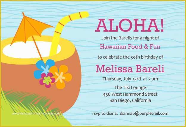 Free Hawaiian Luau Flyer Template Of Luau Party Invitations Template