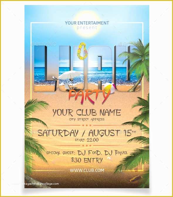 Free Hawaiian Luau Flyer Template Of Luau Party