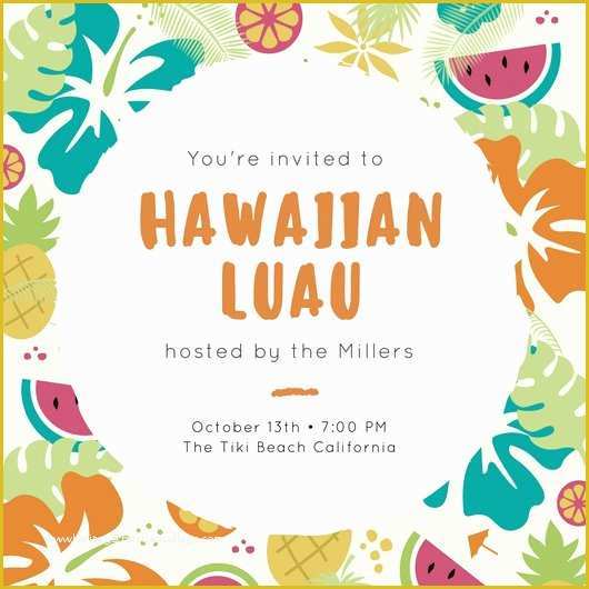 Hawaiian Party Invitation Free Template