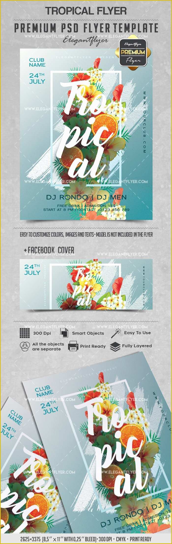 Free Hawaiian Luau Flyer Template Of Tropical – Flyer Psd Template – by Elegantflyer