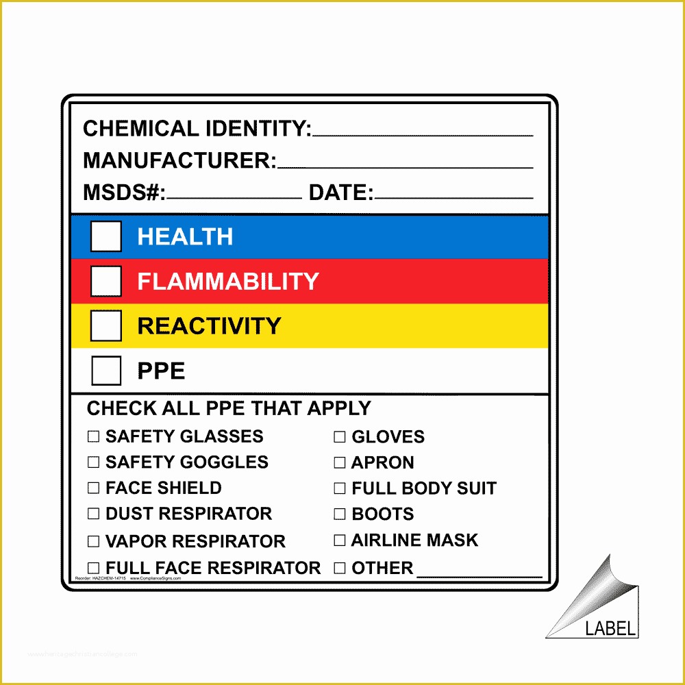 Free Hazardous Waste Label Template Of Chemical Identity Manufacturer Msds Date Label Hazchem