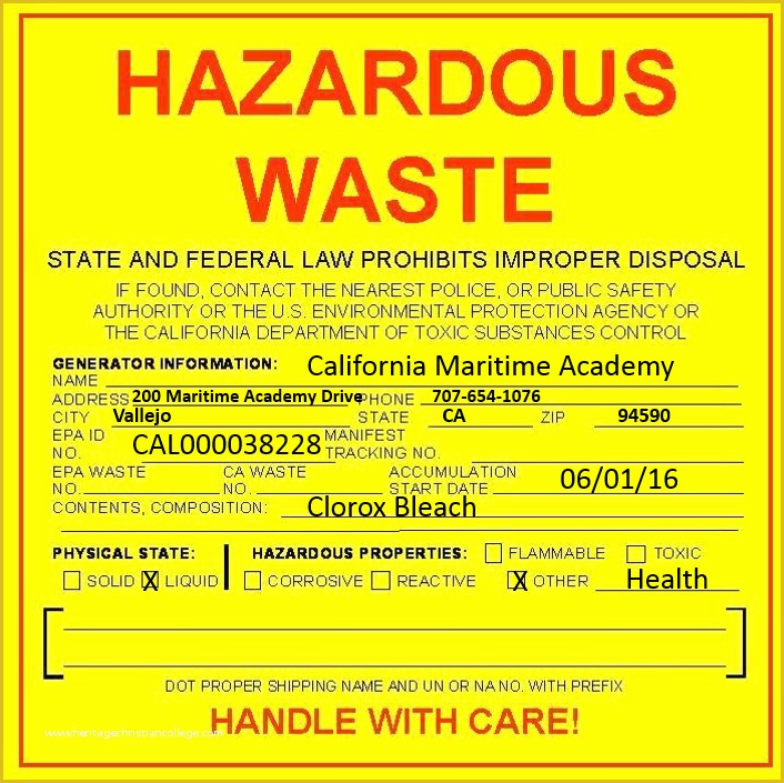 Free Hazardous Waste Label Template Of Hazardous Material Management Csum