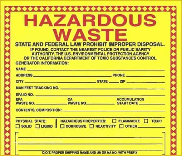 Free Hazardous Waste Label Template Of Hazardous Waste Management software
