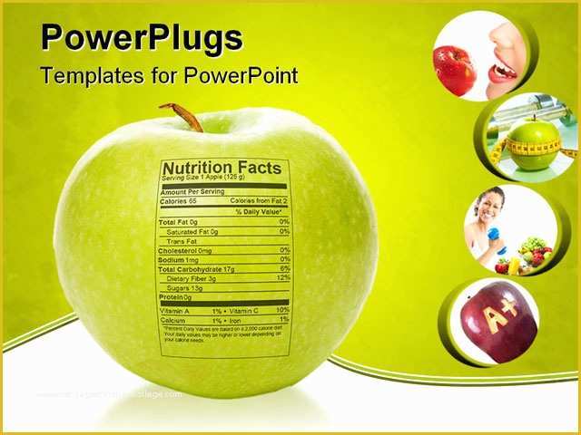 Free Health and Nutrition Powerpoint Templates Of the Nutrition Facts Stamped On An Apple Powerpoint